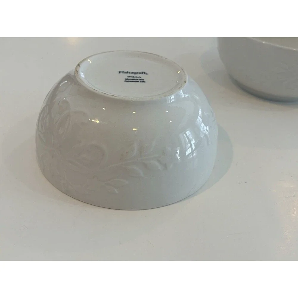 Pfaltzgraff Willa Embossed White Bowls Set of 2 | 5.5”
